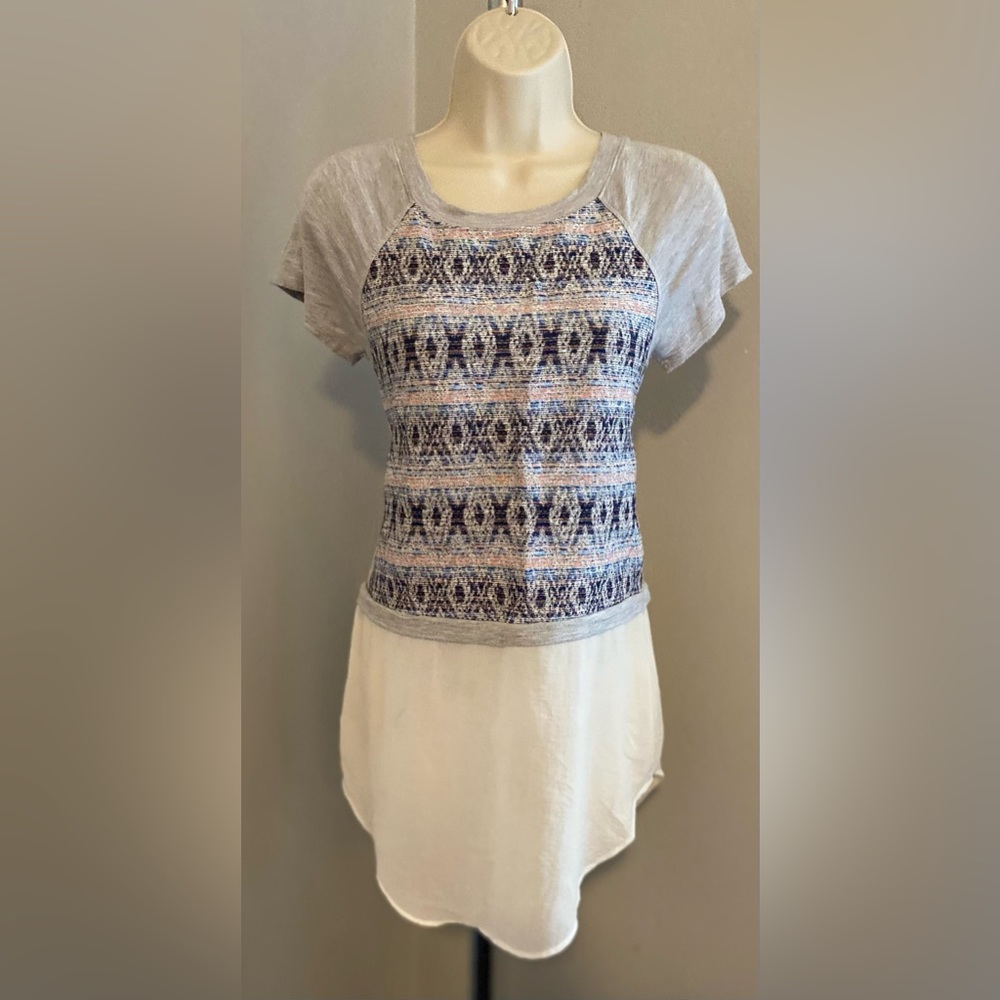 Anthropologie Dolan Mixed Media Layered Look Tunic Top XS